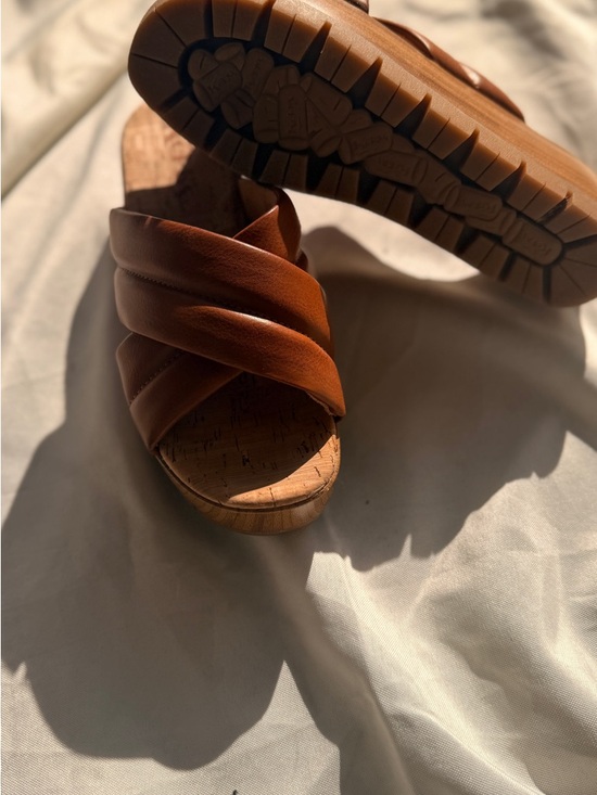 KORKS Brown Leather Crisscross Slide Mules - Picture 4 of 5